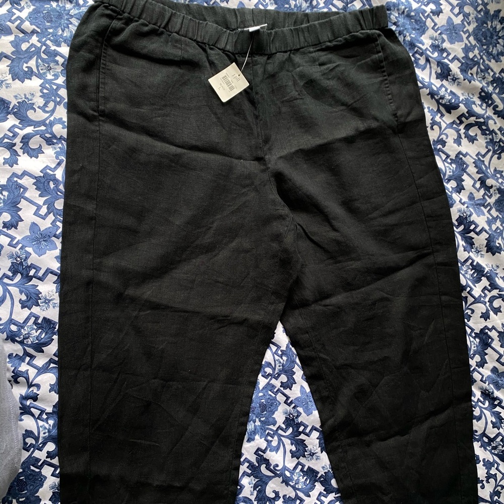 J.Jill Black Linen pants capris Large NWT